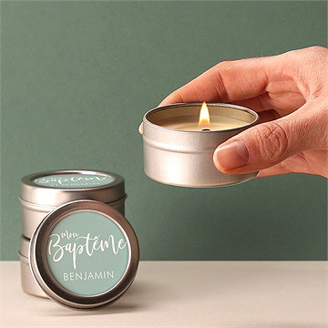 Bougie baptême jeu de mots argent - Mise en situation