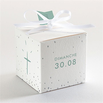 Boîte de dragées baptême jeu de mots dorure - Dos de la boîte