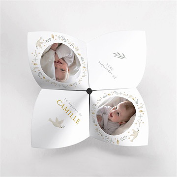 Faire-part de baptême vers le beau origami - Vue du dessus