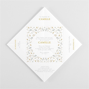 Faire-part de baptême vers le beau origami - Vue intérieure pliée