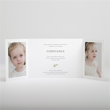 Faire-part de baptême en lumière 2 volets - Intérieur du faire-part