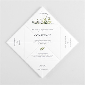 Faire-part de baptême en lumière origami - Vue intérieure pliée