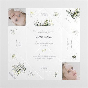 Faire-part de baptême en lumière origami - Vues dépliée