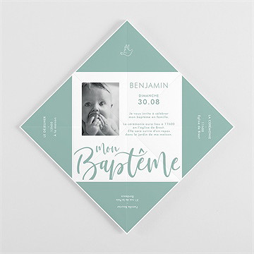 Faire-part de baptême jeu de mots origami - Vue intérieure pliée