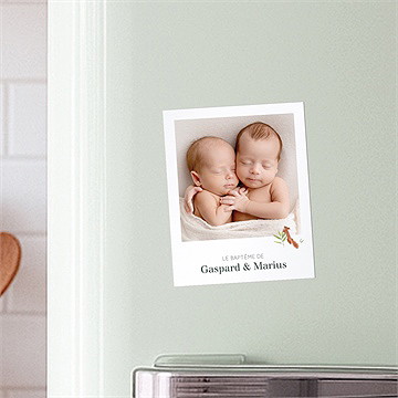 Faire-part de baptême forêt duo - Mise en situation