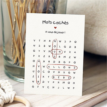 Carte annonce grossesse mots croisés - Mise en situation