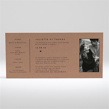 Faire-part mariage jour j kraft - Dos du faire-part