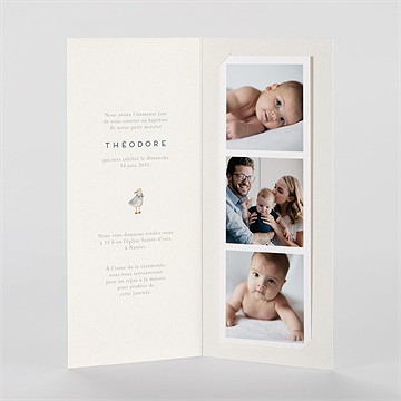 Faire-part de baptême animaux marins - Intérieur du faire-part