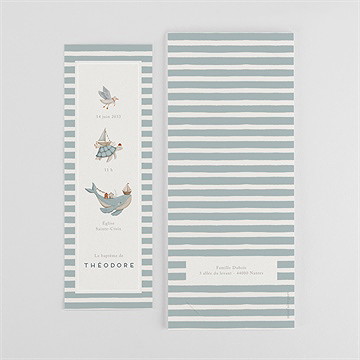 Faire-part de baptême animaux marins - Dos du faire-part