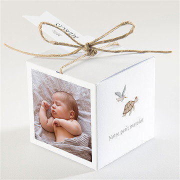 Boîte de dragées baptême farandole marine - Dos de la boîte