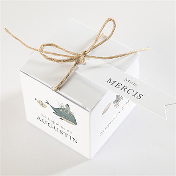 Boîte de dragées baptême farandole marine - Dessus de la boîte