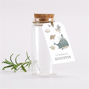 Mignonette baptême farandole marine étiquette