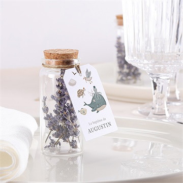 Mignonette baptême farandole marine étiquette - Mise en situation