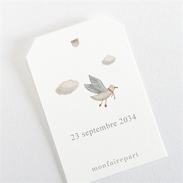 Rond de serviette baptême farandole marine - Dos du rond de serviette