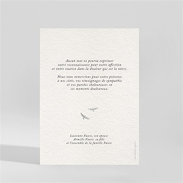 Remerciement décès l'envolée - Dos de la carte