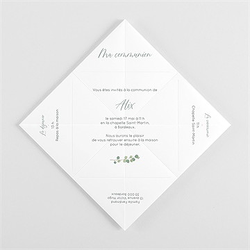 Faire-part communion en grâce origami - Vue intérieure pliée