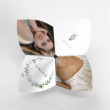 Faire-part communion gravée au coeur origami - Vue du dessus