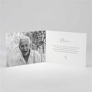 Remerciement décès mémento plié - Intérieur du remerciement