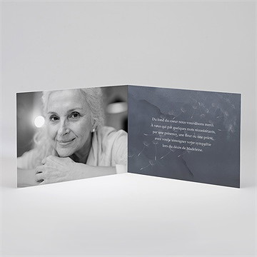 Remerciement décès recueillement plié - Intérieur du remerciement