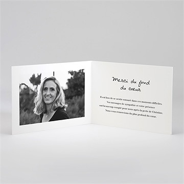 Remerciement décès souvenir portrait plié - Intérieur du remerciement