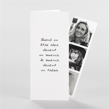 Remerciement décès souvenir portrait photomaton