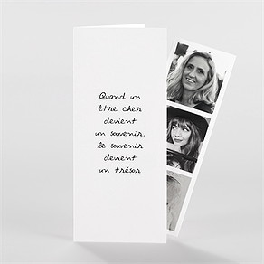Remerciement décès souvenir portrait photomaton