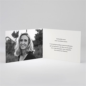 Remerciement décès fleur bleue plié - Intérieur du remerciement