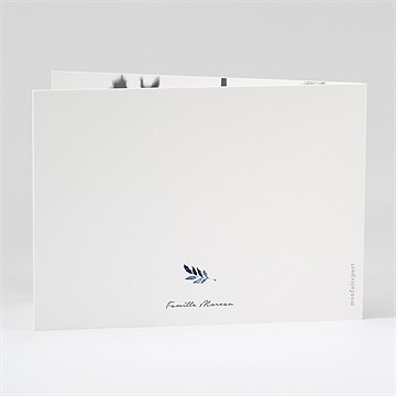 Remerciement décès fleur bleue plié - Dos du remerciement