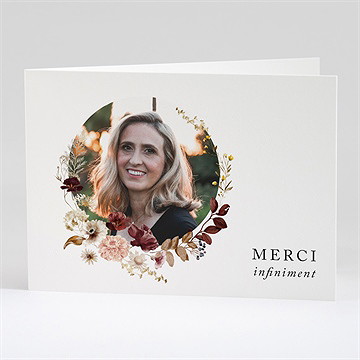 Remerciement décès fleurs d'aquarelle plié