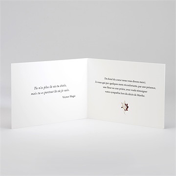 Remerciement décès fleurs d'aquarelle plié - Intérieur du remerciement