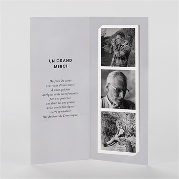 Remerciement décès hommage photomaton - Intérieur du faire-part
