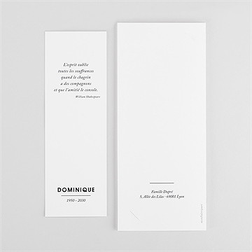 Remerciement décès hommage photomaton - Dos du remerciement