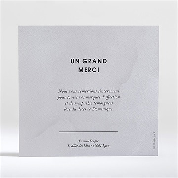 Remerciement décès hommage carré - Dos de la carte