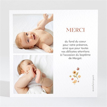 Remerciement baptême florilège - Dos du remerciement