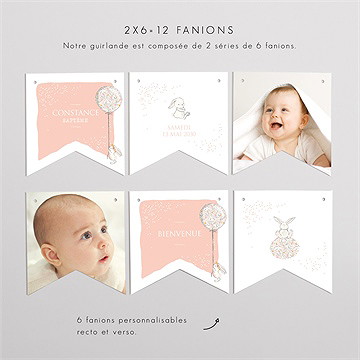 Guirlande baptême petit lapin baptême - Vue d'ensemble