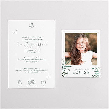 Faire-part communion touche champêtre duo - Vue d'ensemble