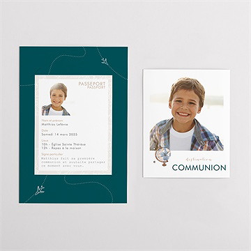 Faire-part communion mon passeport communion duo - Vue d'ensemble
