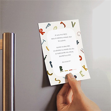 Carte annonce grossesse devinette magnet - Mise en situation