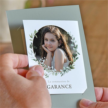 Faire-part communion gravée au coeur duo