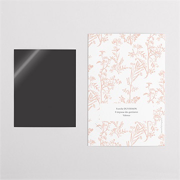Faire-part communion gravures végétales duo - Dos du faire-part