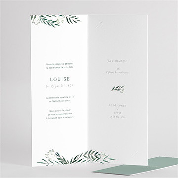 Faire-part communion touche champêtre fleur séchée - Détail du faire-part