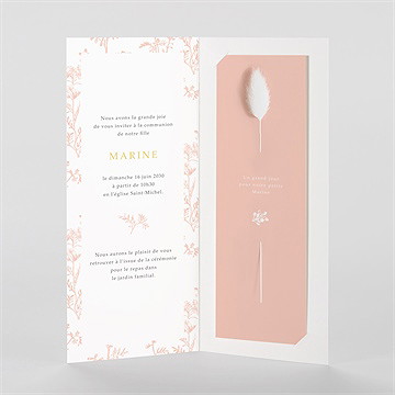 Faire-part communion gravures fleur séchée - Intérieur du faire-part