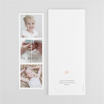 Faire-part communion gravures fleur séchée - Dos du faire-part