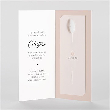 Faire-part de baptême pêle-mêle coeur fleur séchée - Intérieur du faire-part