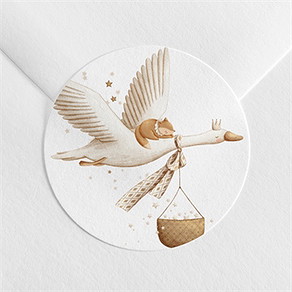 Sticker naissance cigogne