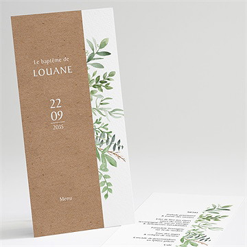 Menu baptême kraft végétal