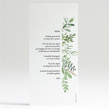 Menu baptême kraft végétal - Dos du menu