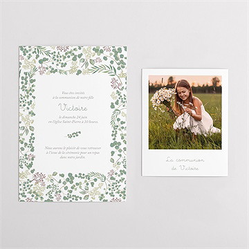 Faire-part communion printanier duo - Vue d'ensemble