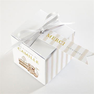 Boîte de dragées baptême ours marin - Dessus de la boîte