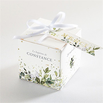 Boîte de dragées baptême en lumière dorure